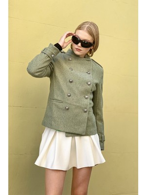 Hakke Komutan Hakim Yaka Düğmeli Kaşe Ceket