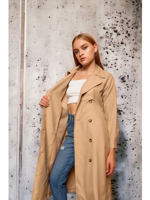 Hakke Şal Yaka Kol Manşetli Trenç