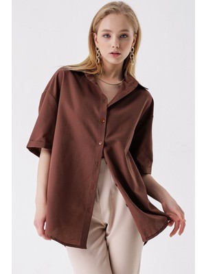 Hakke Kısa Kollu Oversize Gömlek
