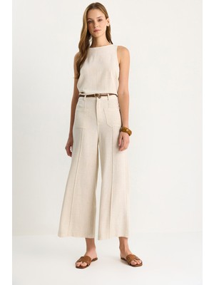 Kadın Örgü Kemerli Culotte Pantolon