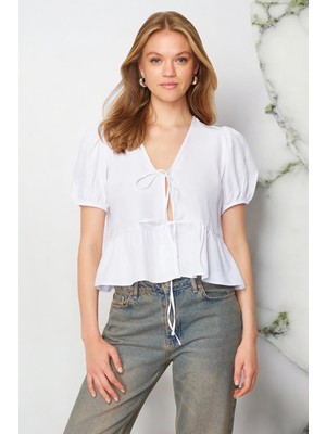 Önden Bağlama Detay Regular Normal Kalıp Dokuma Gömlek