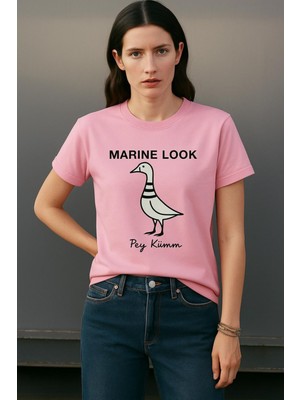 Bisiklet Yaka Kısa Kollu  Nakışlı T-Shirt