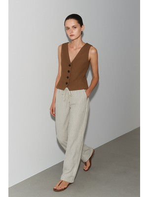 Çizgili Müslin Palazzo Pantolon