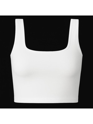 Kare Yaka Ribanalı Askılı Crop Atlet