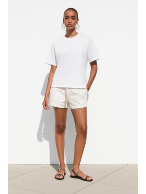 Bisiklet Yaka Oversize Pamuklu  T-Shirt