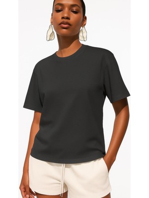 Bisiklet Yaka Oversize Pamuklu  T-Shirt