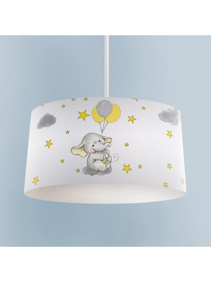 Sevimli Fil ve Bulut Desenli Renkli Çocuk Odası Avizesi