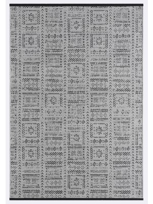 Vitali Home Gaia Gri Halı Yıkanabilir Kaymaz Taban Şönil Kilim Dokuma Pamuk Taban Kilim 10336 80 x 150