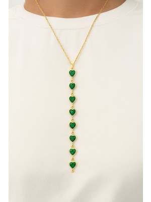 Yeşil Renk Kalp Form Çelik Y Kolye