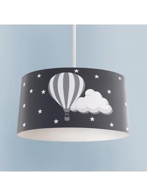 Renkli Bulut, Yıldız ve Uçan Balon Desenli Çocuk Odası Avizesi
