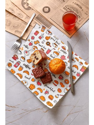 Dekals Model- 3 Beyaz Sunum Kağıdı 100 Adet Çocuk ve Aile Kahvaltıları Için Özel Tasarım Servis Kağıdı