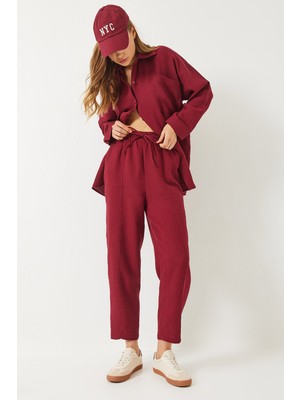 Shade Kadın Oversize Gömlek Şalvar Pantolon Müslin Alt-Üst Takım