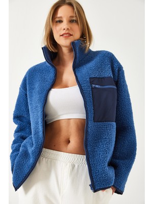 Shade Kadın Tek Cepli Peluş Hırka