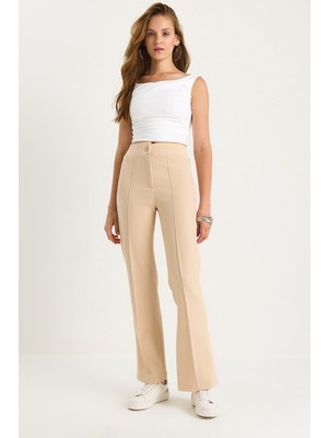Kadın Çima Detaylı Ispanyol Paça Pantolon