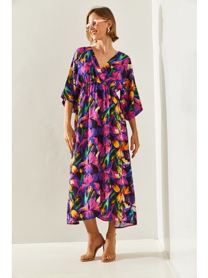 Shade Kadın Kruvaze Yaka Önden Yırtmaçlı Elbise