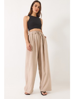 Shade Kadın Yüksek Bel Geniş Lastikli Oversize Palazzo Pantolon