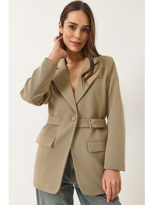 Shade Kadın Kemer Detaylı Astarlı Blazer Ceket
