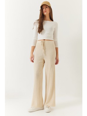 Shade Kadın Beli Lastikli Fitilli Palazzo Pantolon