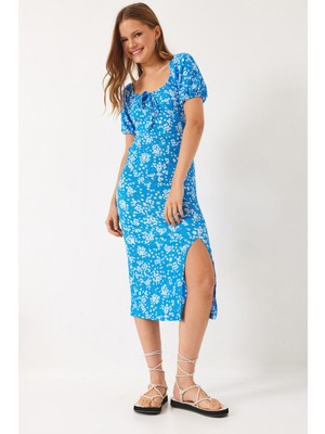 Shade Kadın Desenli Büzgülü Örme Elbise