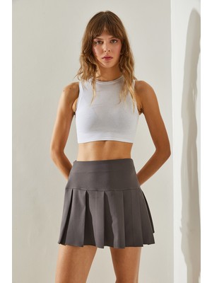 Kadın Midi Piliseli Atlas  Etek