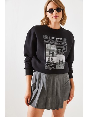 Shade Kadın Üç Iplik Şardonlu The  Baskılı Sweatshirt Mbhs