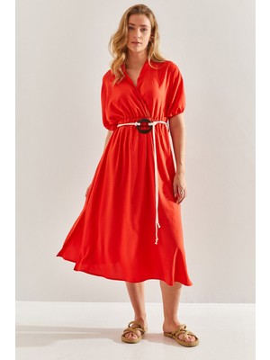 Shade Kadın Kruvaze Yaka Kemerli Elbise