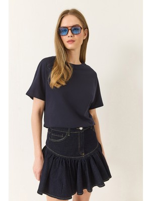 Shade Kadın Organik Pamuklu Regular Kalıp Bisiklet Yaka Basic Kısa Kollu T-Shirt
