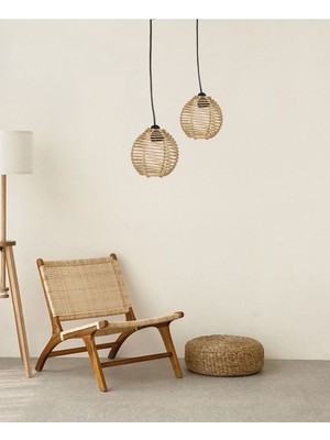 Bambu Rattan Sarkıt Avize, Modern Iskandinav Tarz, 15 Cm, Şık ve Hafif Aydınlatma