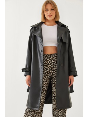 Shade Kadın Ön Aller Detay Deri Trençkot