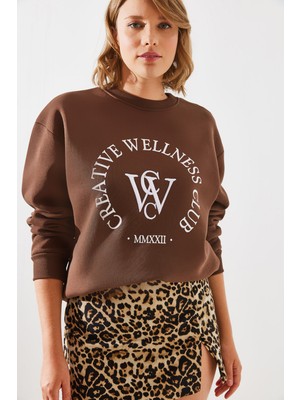 Shade Kadın Üç Iplik Şardonlu Yazılı Sweatshirt Mbhs