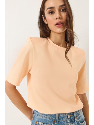 Shade Kadın Bisiklet Yaka Vatkalı Pamuklu Basic T-Shirt