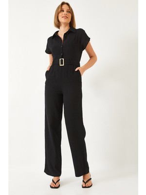 Shade Kadın Premium Kuşaklı Müslin Tulum