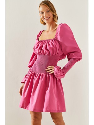 Shade Kadın Kare Yaka Bel ve Kol Gipeli Mini Elbise