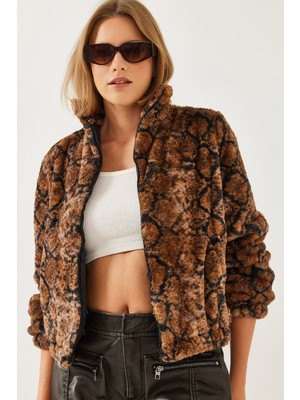 Shade Kadın Balıkçı Yaka Fermuarlı Peluş Mont