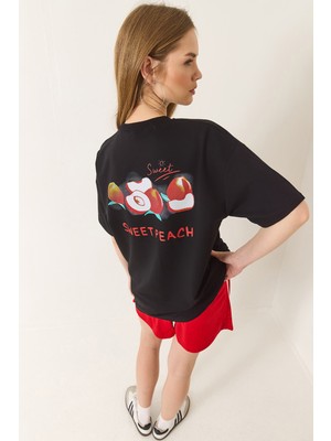 Shade Kadın Baskılı Pamuklu Oversize Örme T-Shirt