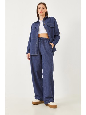 Shade Kadın Dikiş Detaylı Denim Alt-Üst Takım