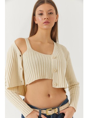 Shade Kadın Hırka Crop Atlet Ikili Triko Takım