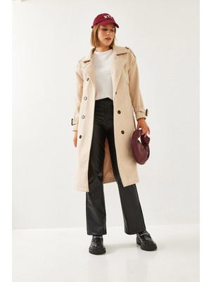 Shade Kadın Arka Düğme Detay Kaşe Kaban