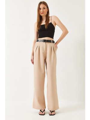 Shade Kadın Geniş Paça Maskülen Dokuma Pantolon