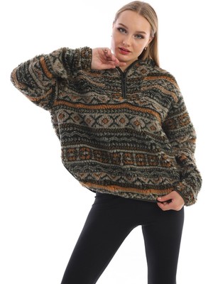 Edelle Kapüşonlu Peluş Kadın Sweatshirt