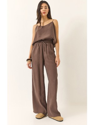 Shade Kadın Askılı Dokuma Modal Bluz Pantolon Alt-Üst Takım