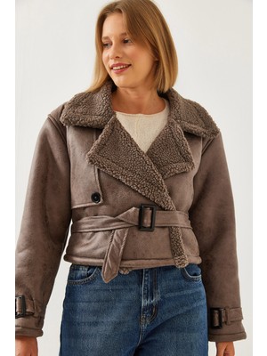 Shade Kadın Aller Detay Crop Lamine Mont