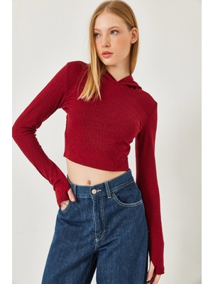 Shade Kadın Kapişonlu Jakarlı Bluz