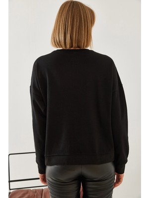 Shade Kadın Üç Iplik Denim Garnili Sweatshirt
