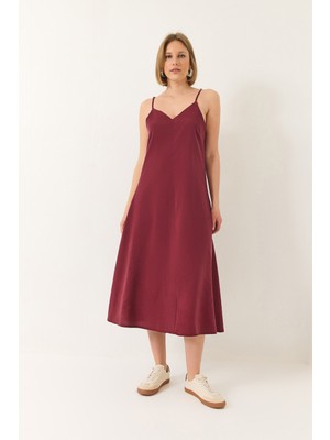 Shade Kadın V Yaka Ince Askılı Gizli Fermuarlı Astarlı Modal Elbise