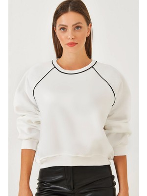 Shade Kadın Biye Detaylı Üç Iplik Şardonlu Sweatshirt