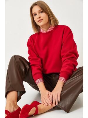 Shade Kadın Bisiklet Yaka Şardonlu Basic Sweatshirt