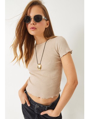 Shade Kadın Fitilli Kaşkorse Basic T-Shirt