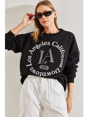 Shade Kadın La Baskılı Üç Iplik Şardonlu Sweatshirt
