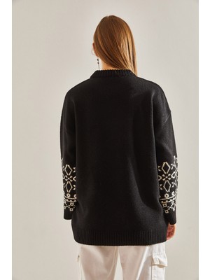 Shade Kadın Kolları Desenli Triko Kazak